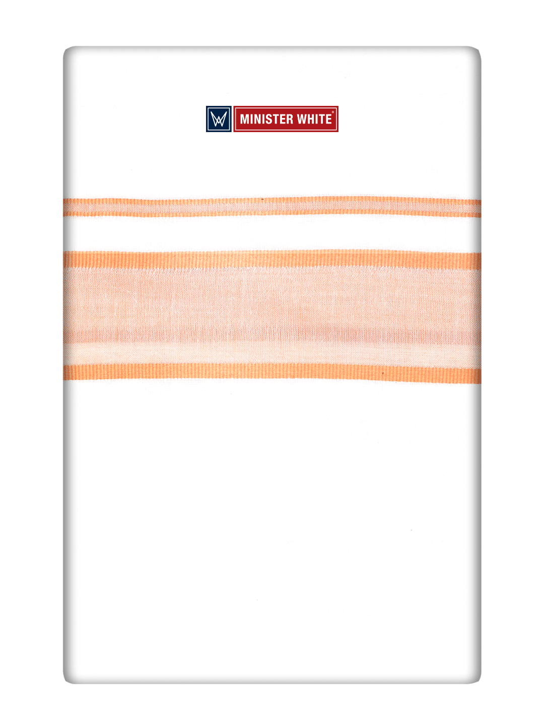 Mens Cotton White Double Layered Dhoti with Tangerine Fancy Kara - Empuran by Minister White