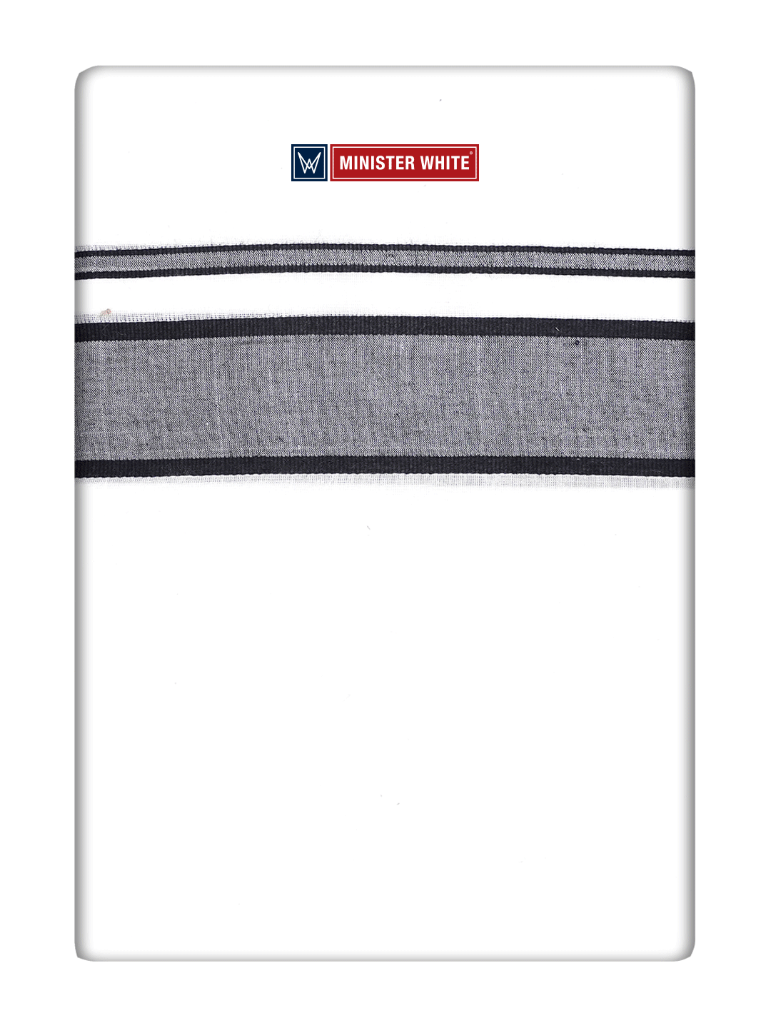 Mens Cotton White Double Layered Dhoti with Empuran Fancy Kara - Empuran by Minister White