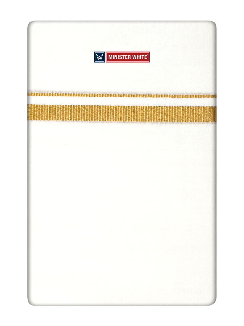 Mens Cotton Cream Double Layered Dhoti with 1/2" Gold Jari Border - Omkar