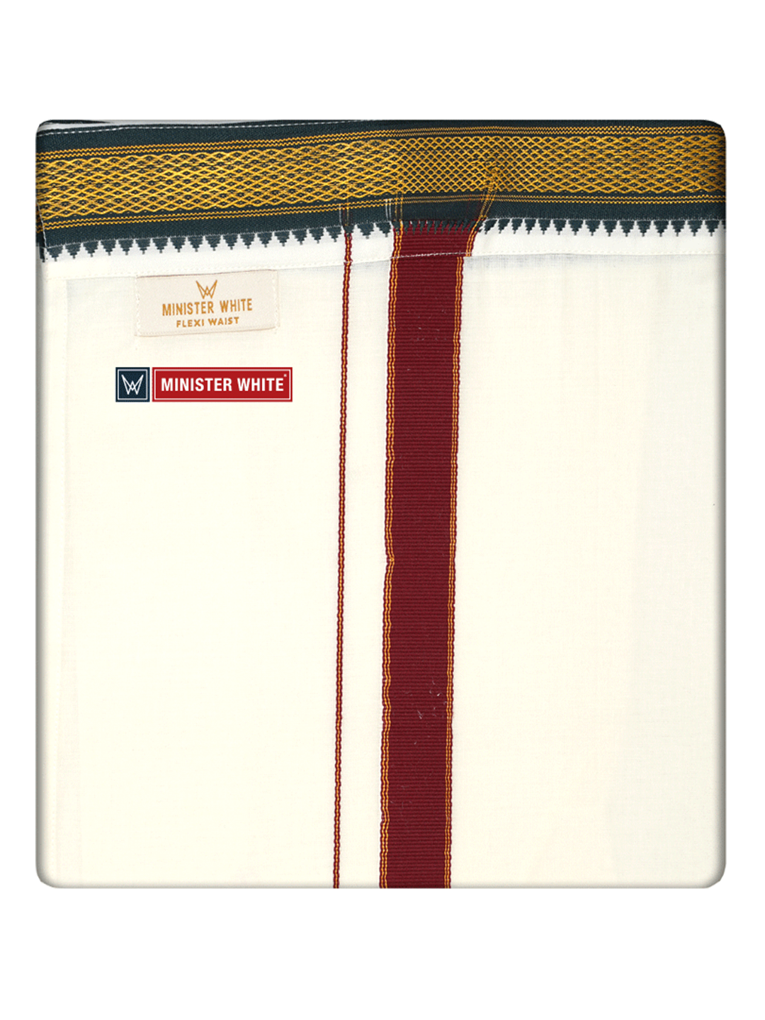 Mens Cotton Cream Single Layered with Mayilkhan Border Dhoti - Kelasam by Minister White