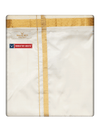 Mens Art Silk Cream Double Layered with Gold Jari Velcro Pocket Dhoti - Trueman