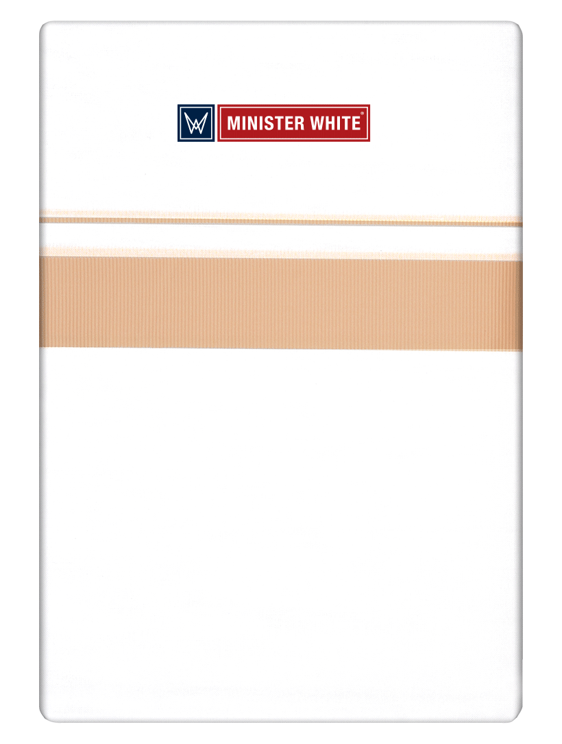 Mens Cotton White Double Layered Dhoti with Light Orange Fancy Kara - Palakadan by Minister White
