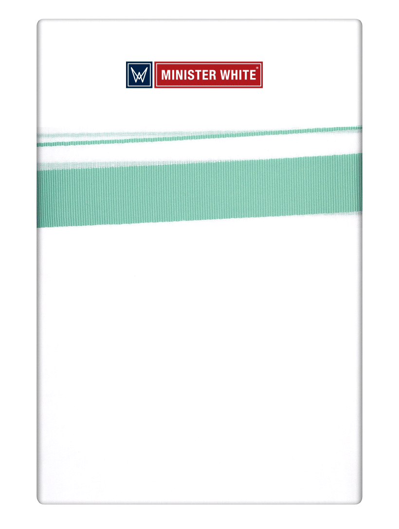 Mens Cotton White Double Layered Dhoti with Magic Mint Fancy Kara - Palakadan by Minister White