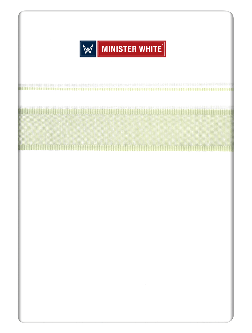 Mens Cotton White Double Layered Dhoti with Lime Green Fancy Kara - Malabar Star by Minister White