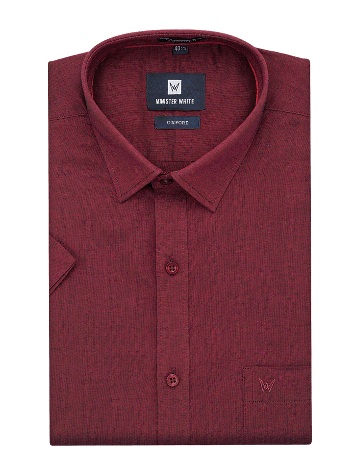Mens Cotton Regular Fit Wine Shirt Oxford by Minister White