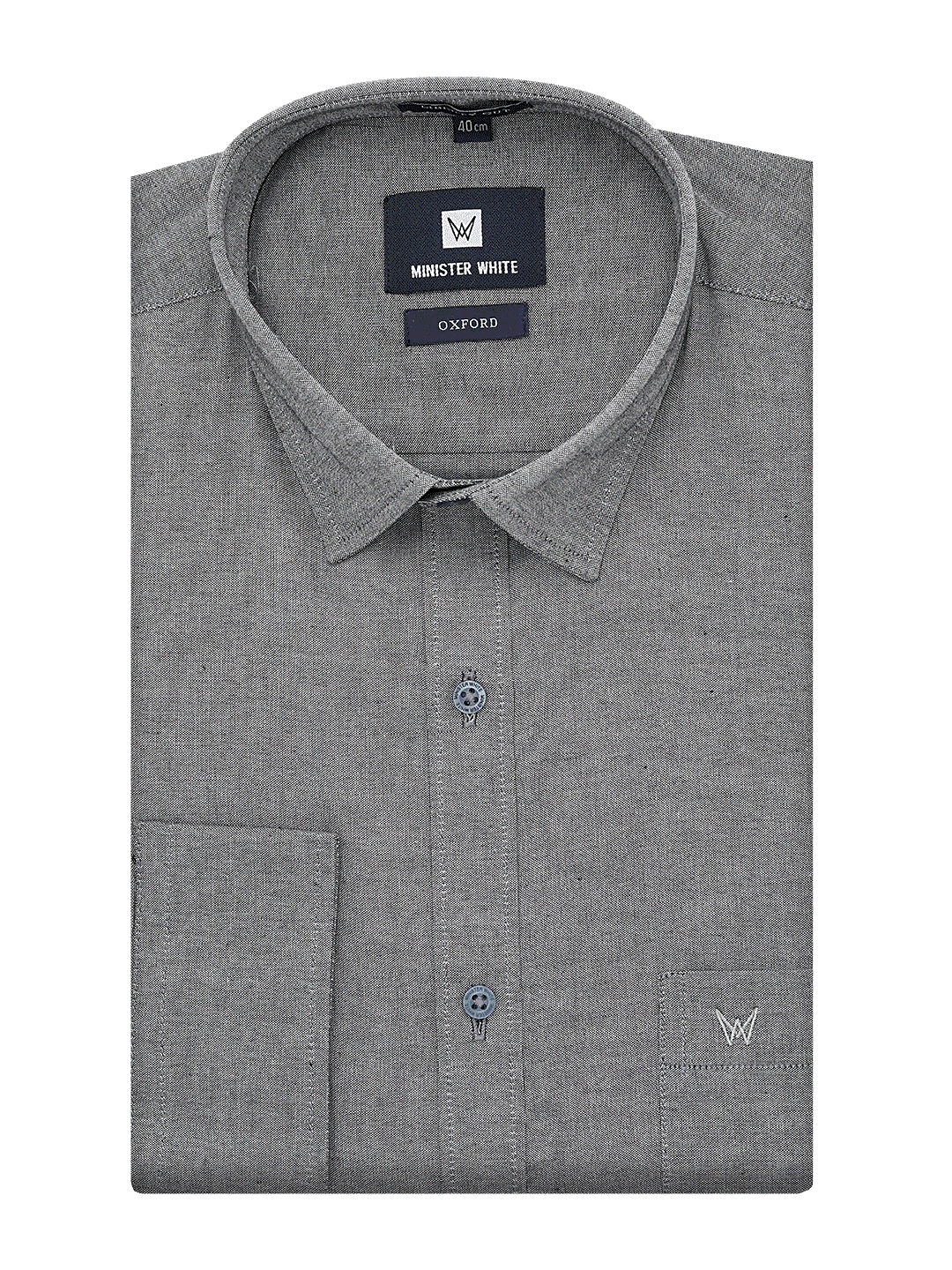 Mens Cotton Regular Fit Grey Shirt Oxford by Minister White