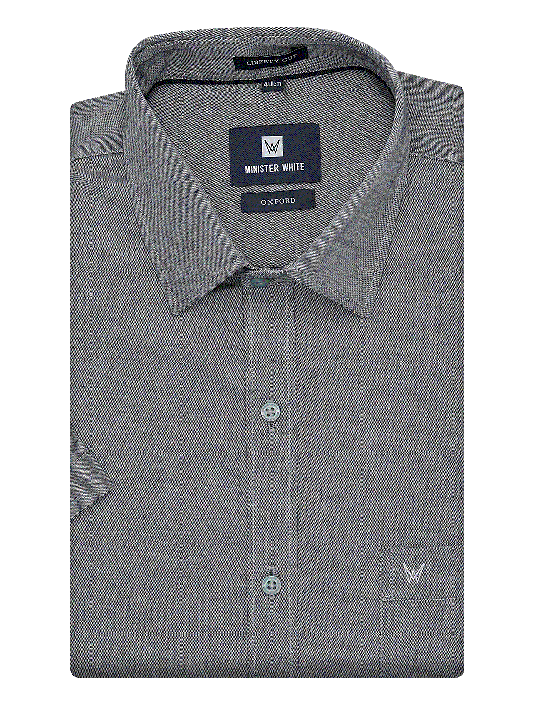 Mens Cotton Regular Fit Grey Colour Shirt Oxford by Minister White
