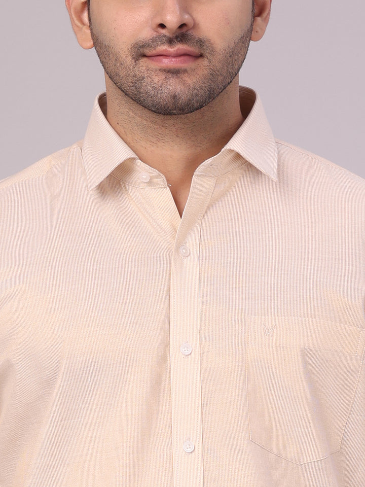 Men's Gold Tissue Stripe Shirt close view