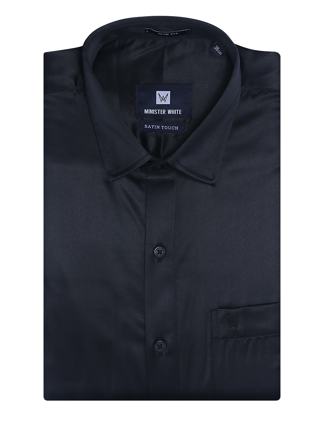 Mens Satin Slim Fit Black Colour Shirt Satin Touch by Minister White