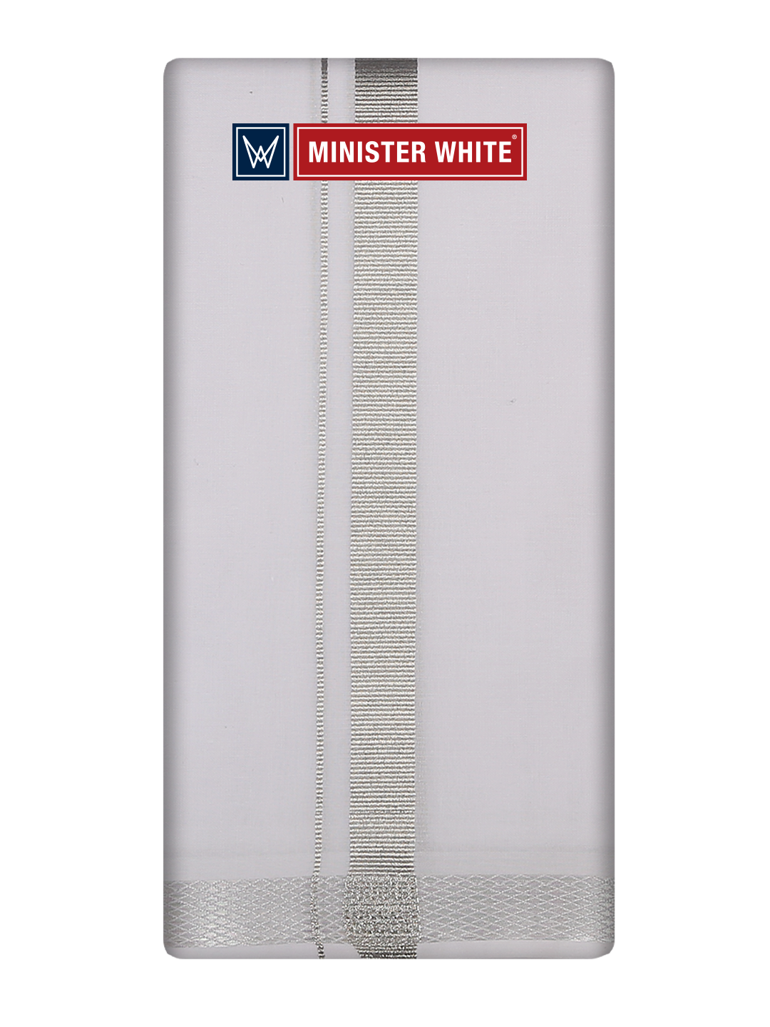 Cotton White Angavastram - Romeo 3/4 Silver by Minister White