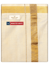 Mens Single Layer Flexi Tissue Gold Colour Dhoti with Gold Jari Border Hero Tissue