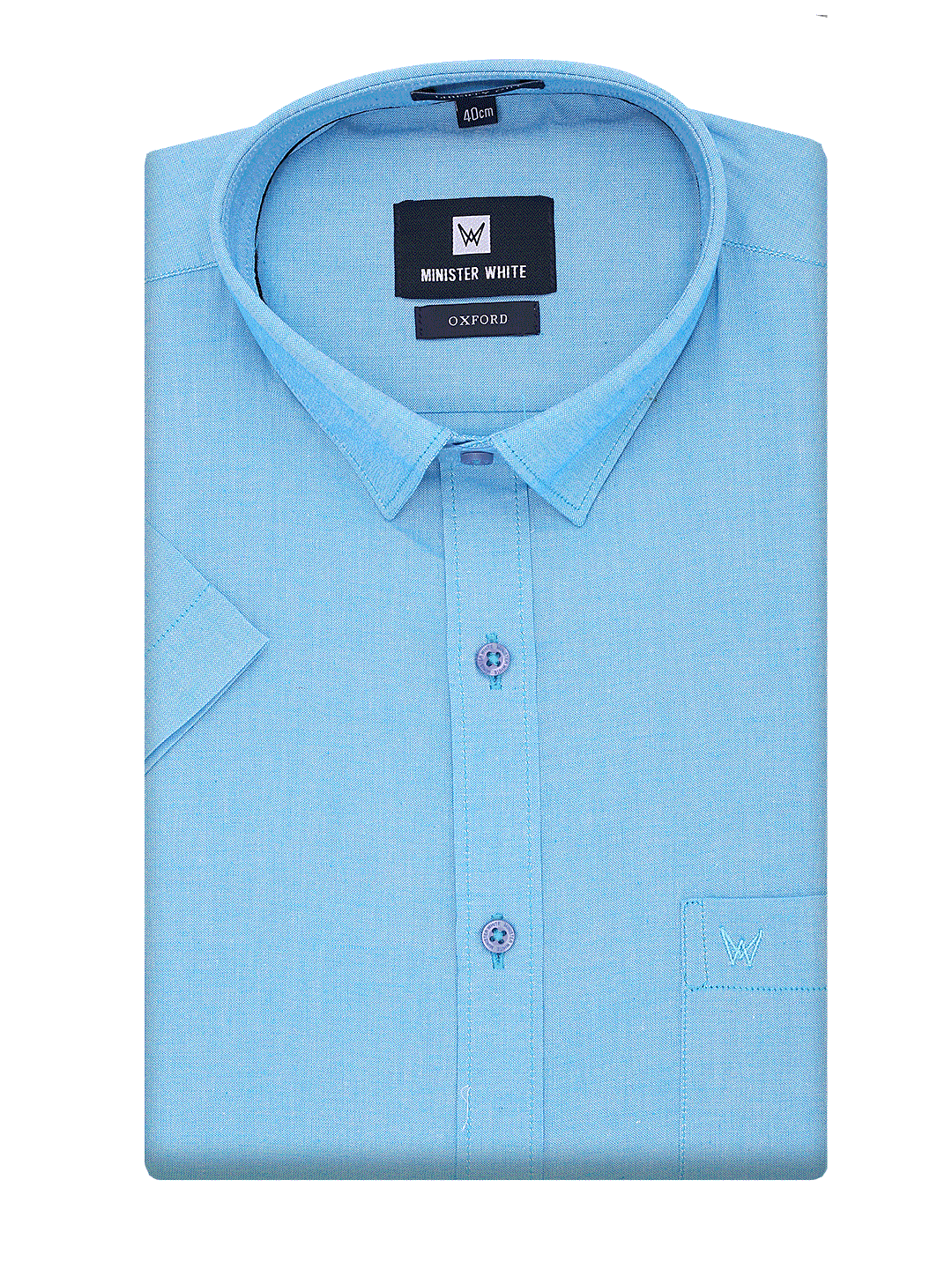 Mens Cotton Regular Fit Sky Blue Colour Shirt Oxford by Minister White