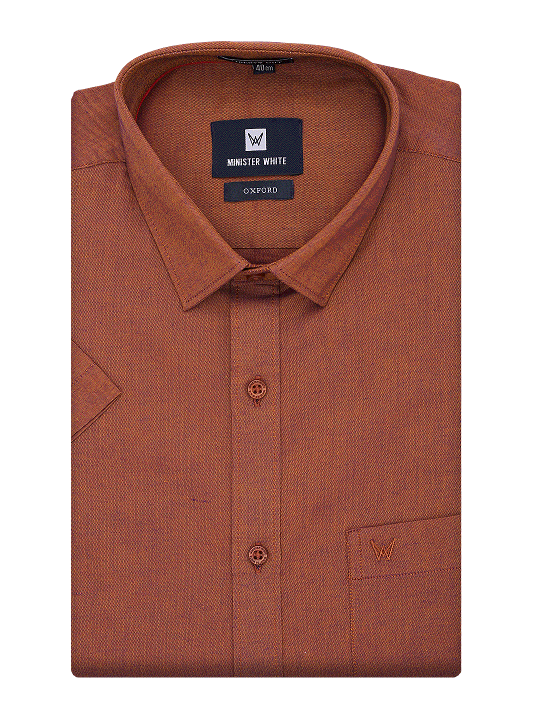 Mens Cotton Regular Fit Rust Shirt Oxford by Minister White