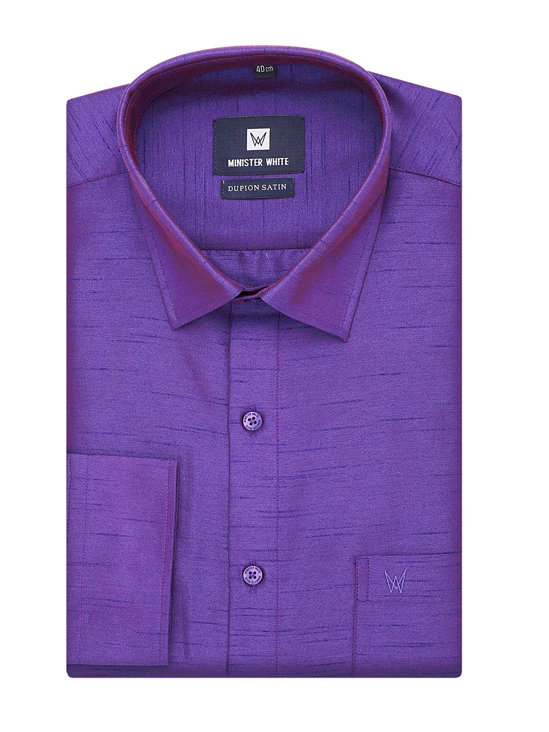 Mens Dupion Satin Regular Fit Dark Violet Colour Shirt by Minister White