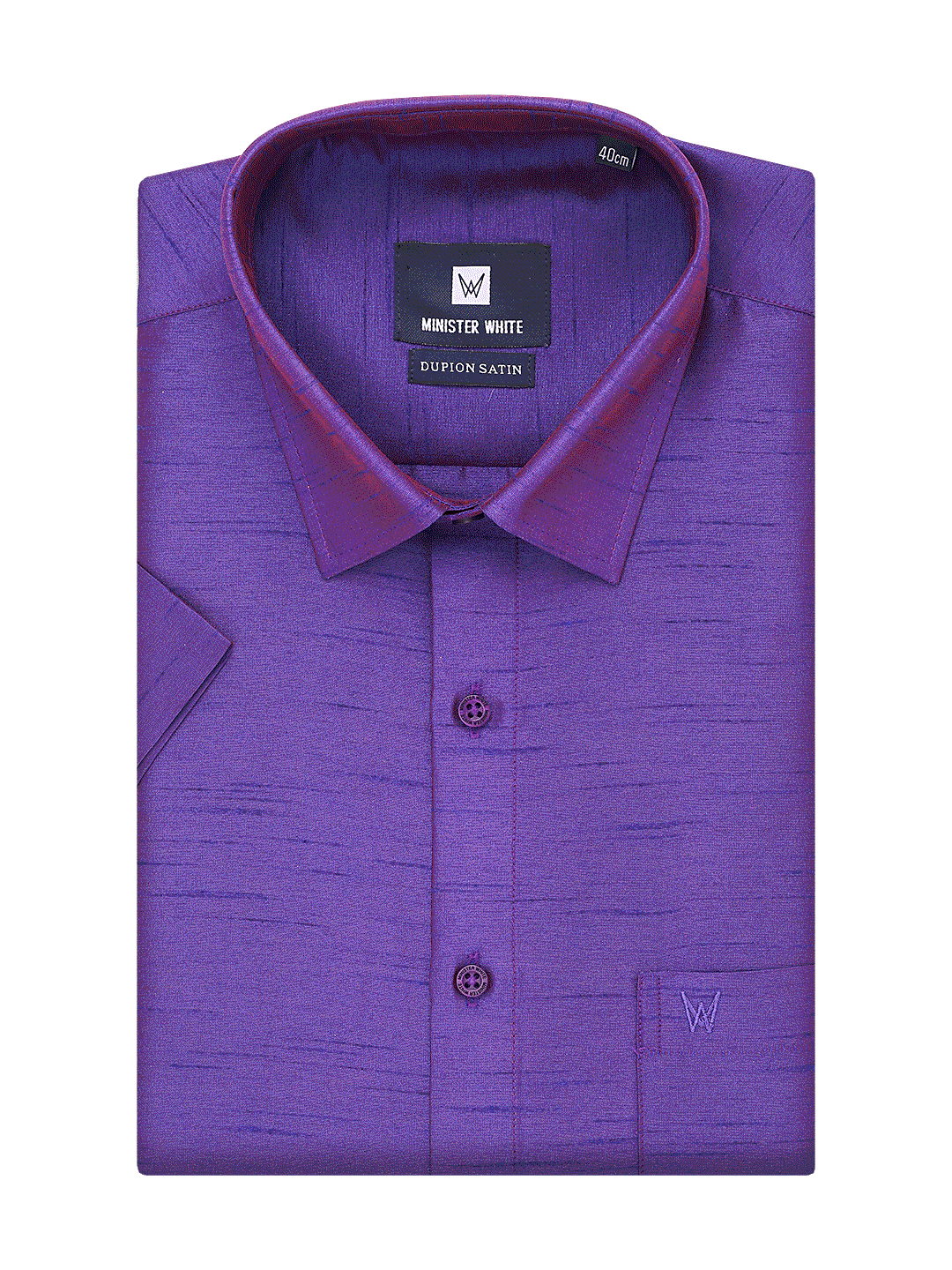 Mens Dupion Satin Regular Fit Dark Violet Shirt by Minister White