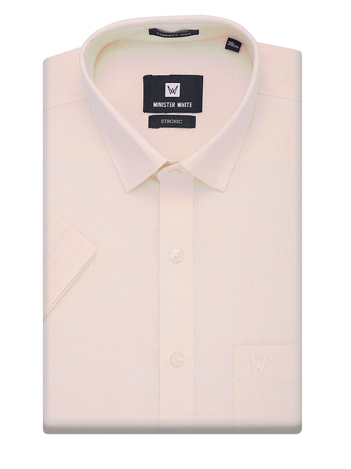 Mens Cotton Regular Fit Sandal Colour Shirt Stronic by Minister White