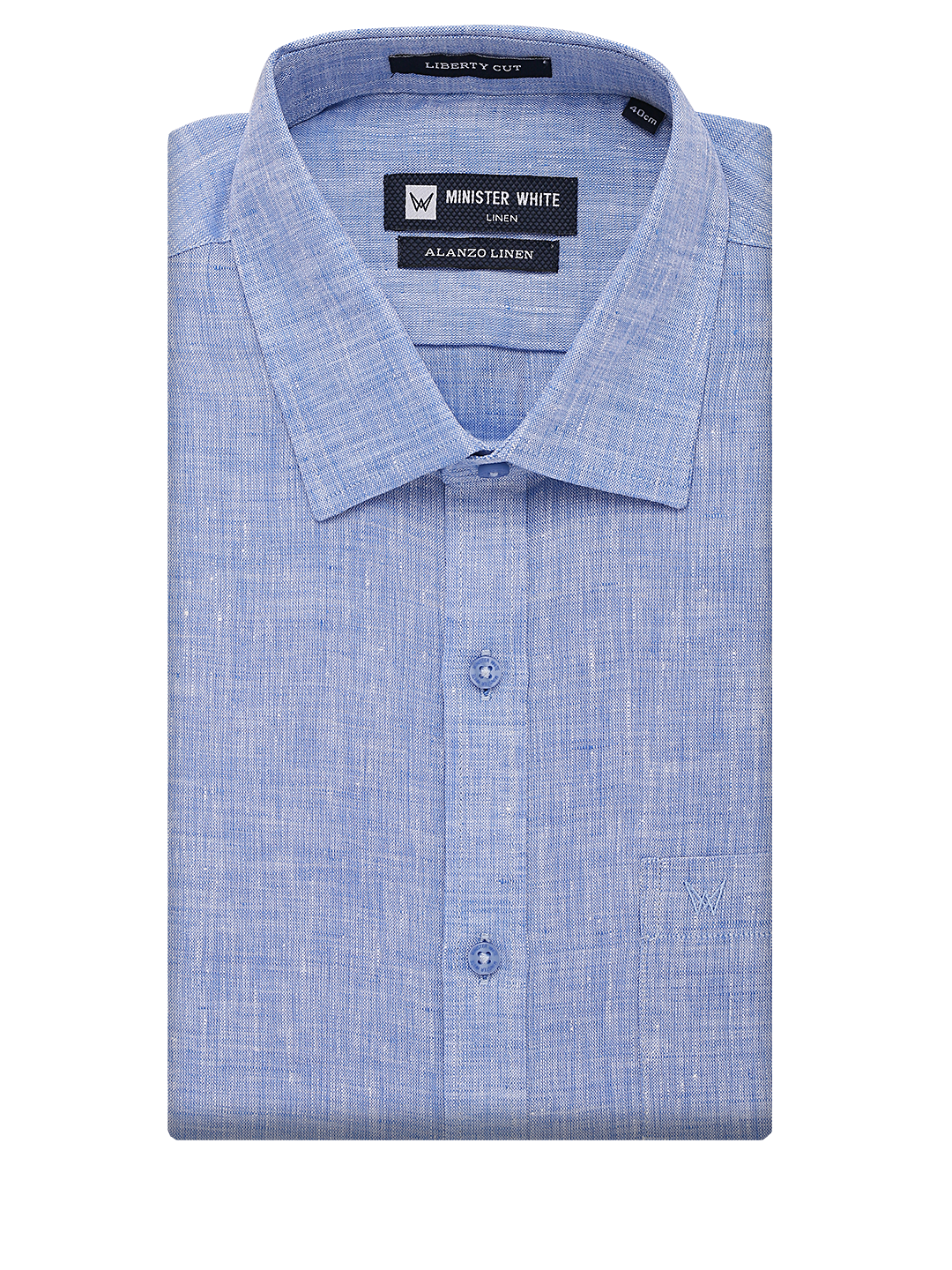 Mens Pure Linen Regular Fit Blue Colour Shirt Alanzo Linen by Minister White