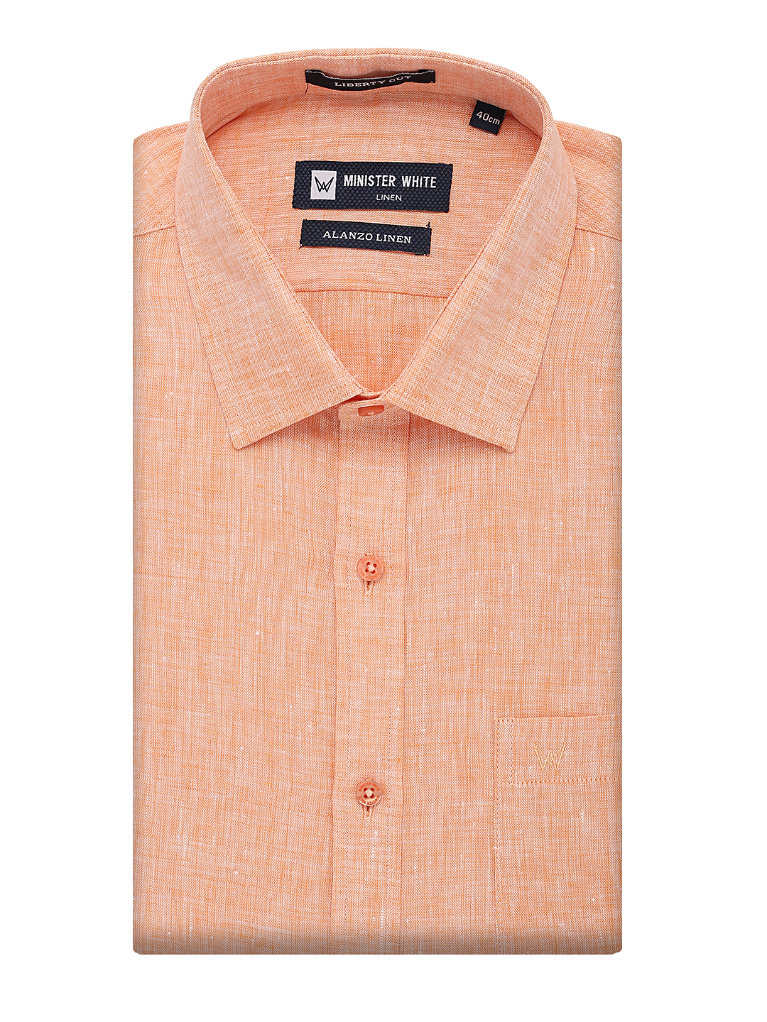 Mens Pure Linen Regular Fit Peach Colour Shirt Alanzo Linen by Minister White