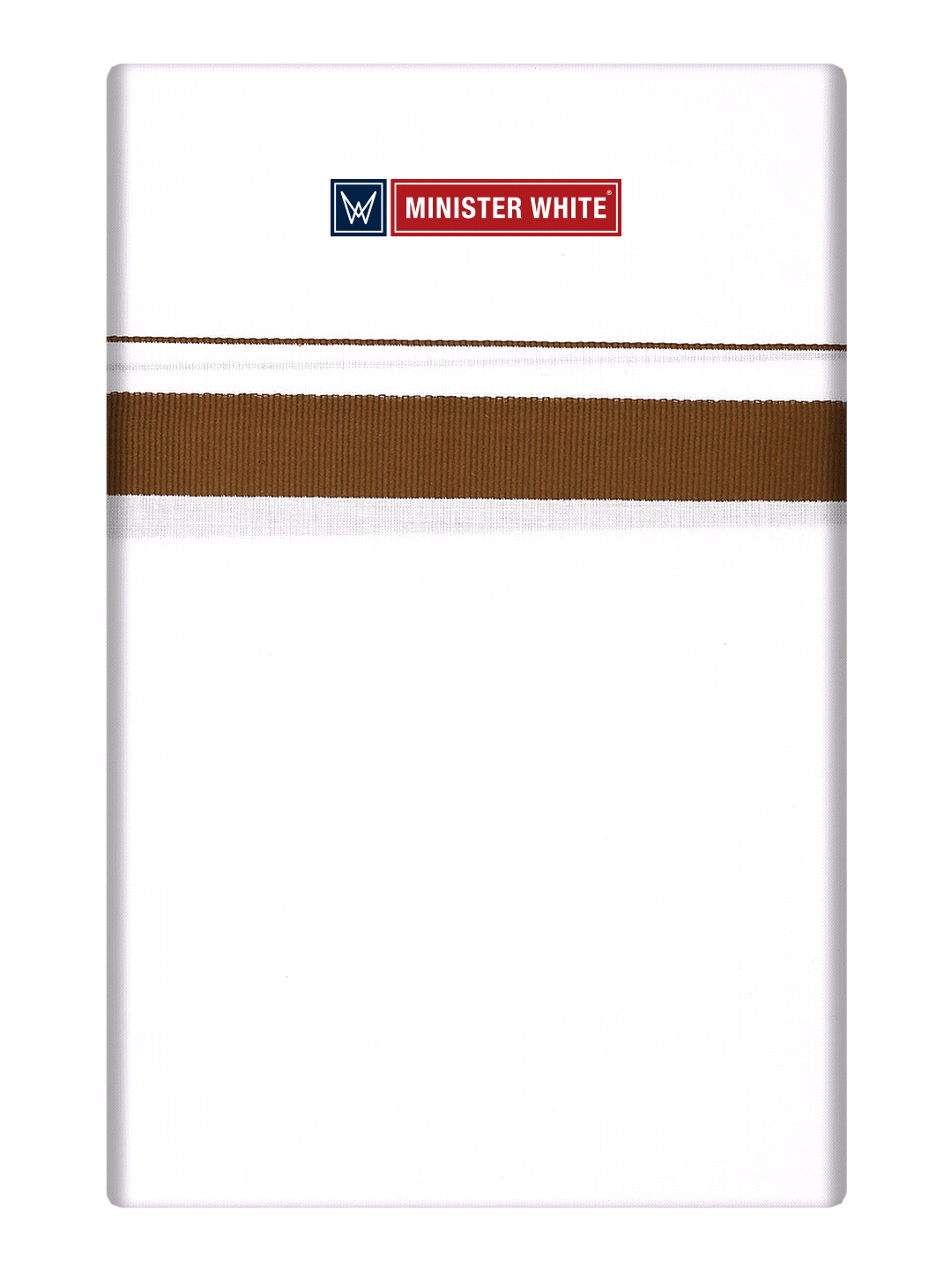 Mens Cotton White Single Layered Dhoti with Brown Fancy Border - Janatha by Minister White