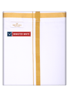 Mens Cotton White Single Layered with Gold Jari Flexi Dhoti - Emperor W Sgl