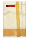 Mens Silk Mix Double Layer Cream Dhoti with 100K Gold Jari Border - Prince 100K