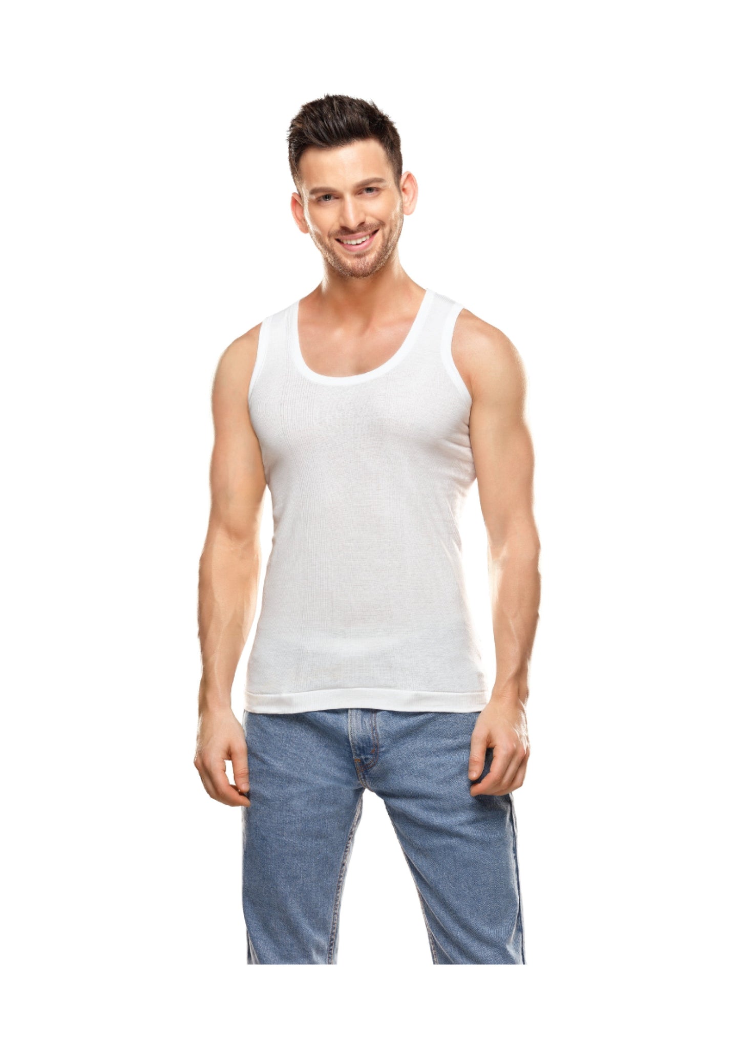 Mens Super Combed Cotton White Vest Hunter by Minister White