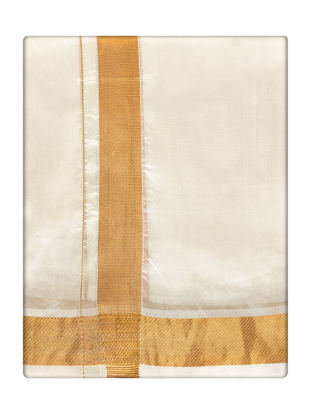 Men's Premium Art Silk Cream Shirt Bit with 100k Gold Jari Border Dhoti Towel Combo Wedding Wonders
