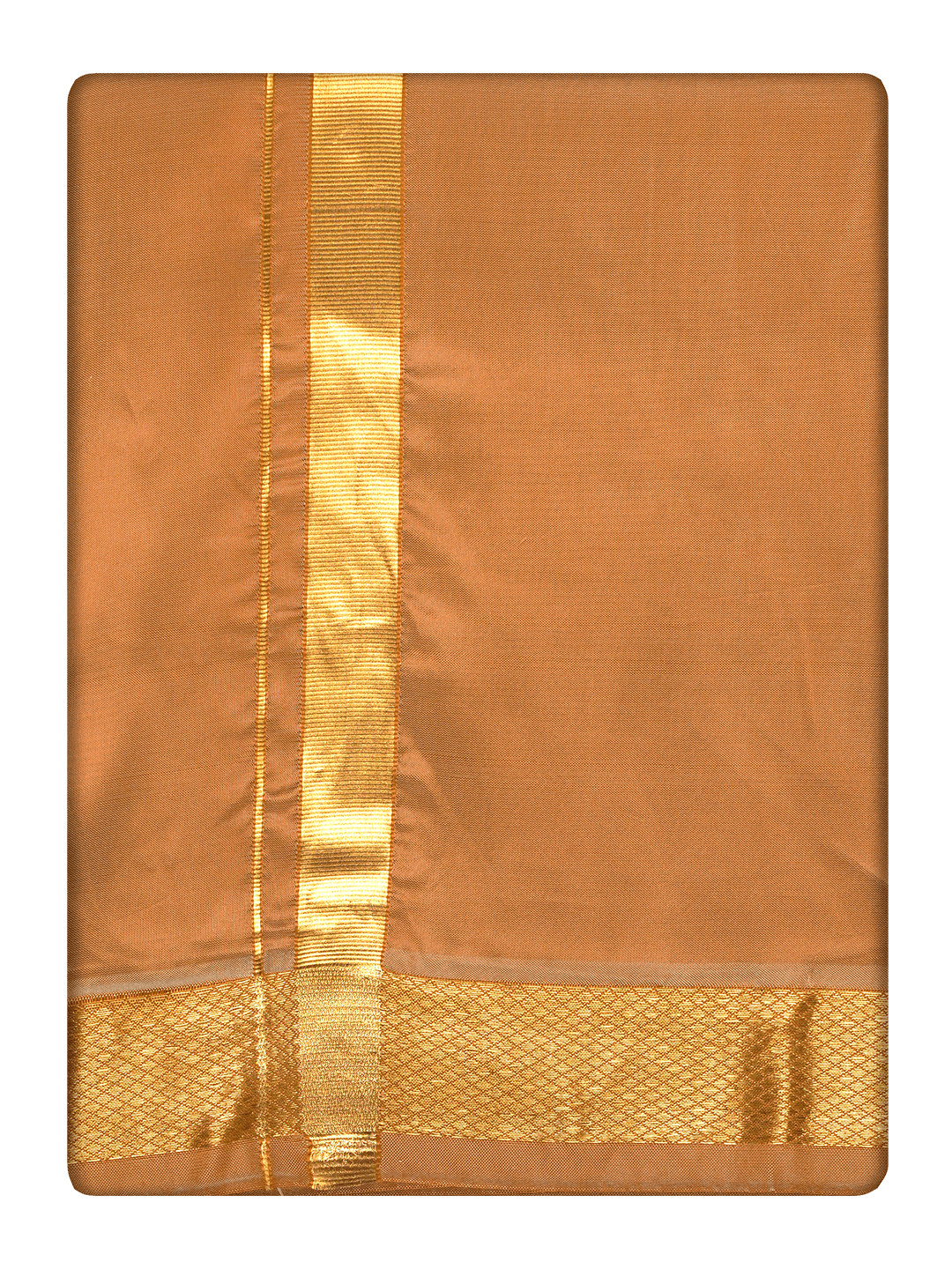 Men's Premium Art Silk Dark Gold Shirt Bit with Gold Jari Border Dhoti Combo Cherished Moments