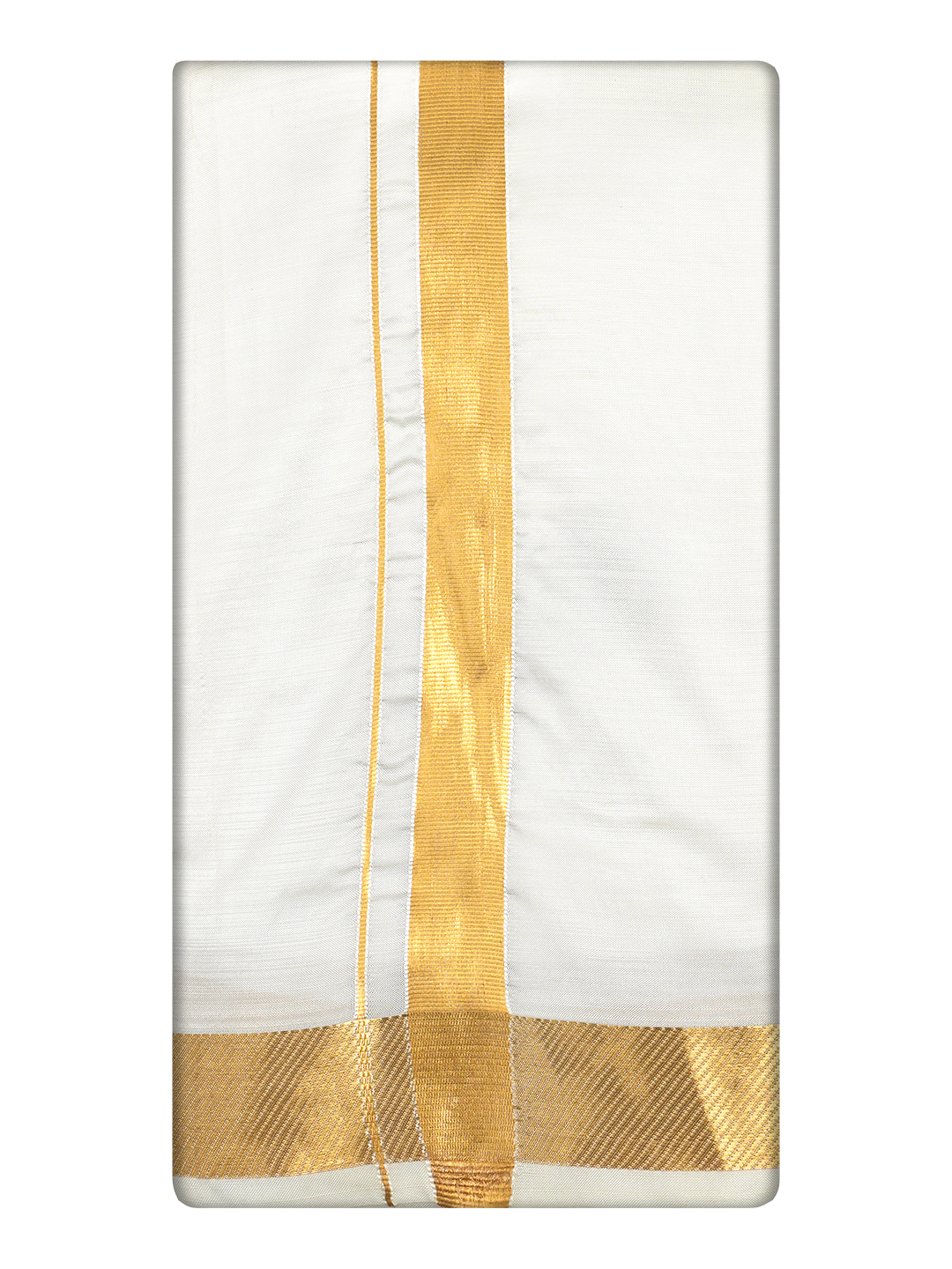 Men's Premium Art Silk Cream Shirt Bit with 70k Gold Jari Border Dhoti Towel Combo Wedding Wonders