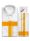 Men's Pure Silk Wedding White Shirt, Dhoti, Nerial with Belt Combo - Nesam 120K