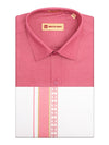 Men's Pink Color Shirt with Matching Fancy Printed Border Dhoti Combo Casper Trends