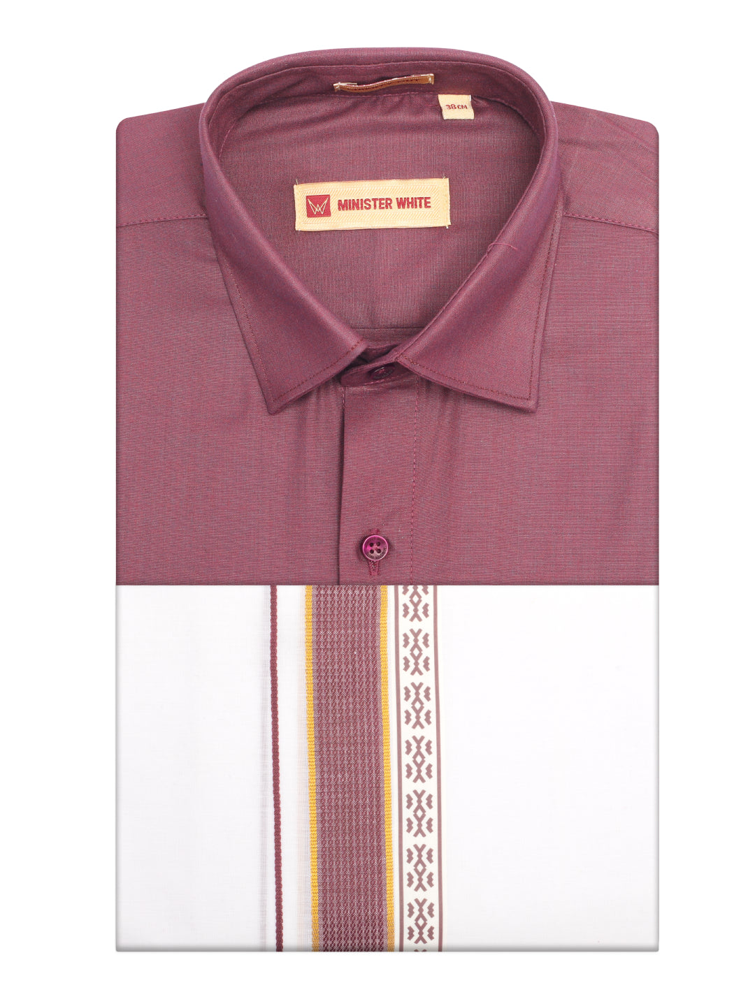 Men's Dark Wine Color Shirt with Matching Fancy Printed Border Dhoti Combo Casper Trends