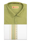 Men's Light Green Color Shirt with Matching Fancy Printed Border Dhoti Combo Casper Trends