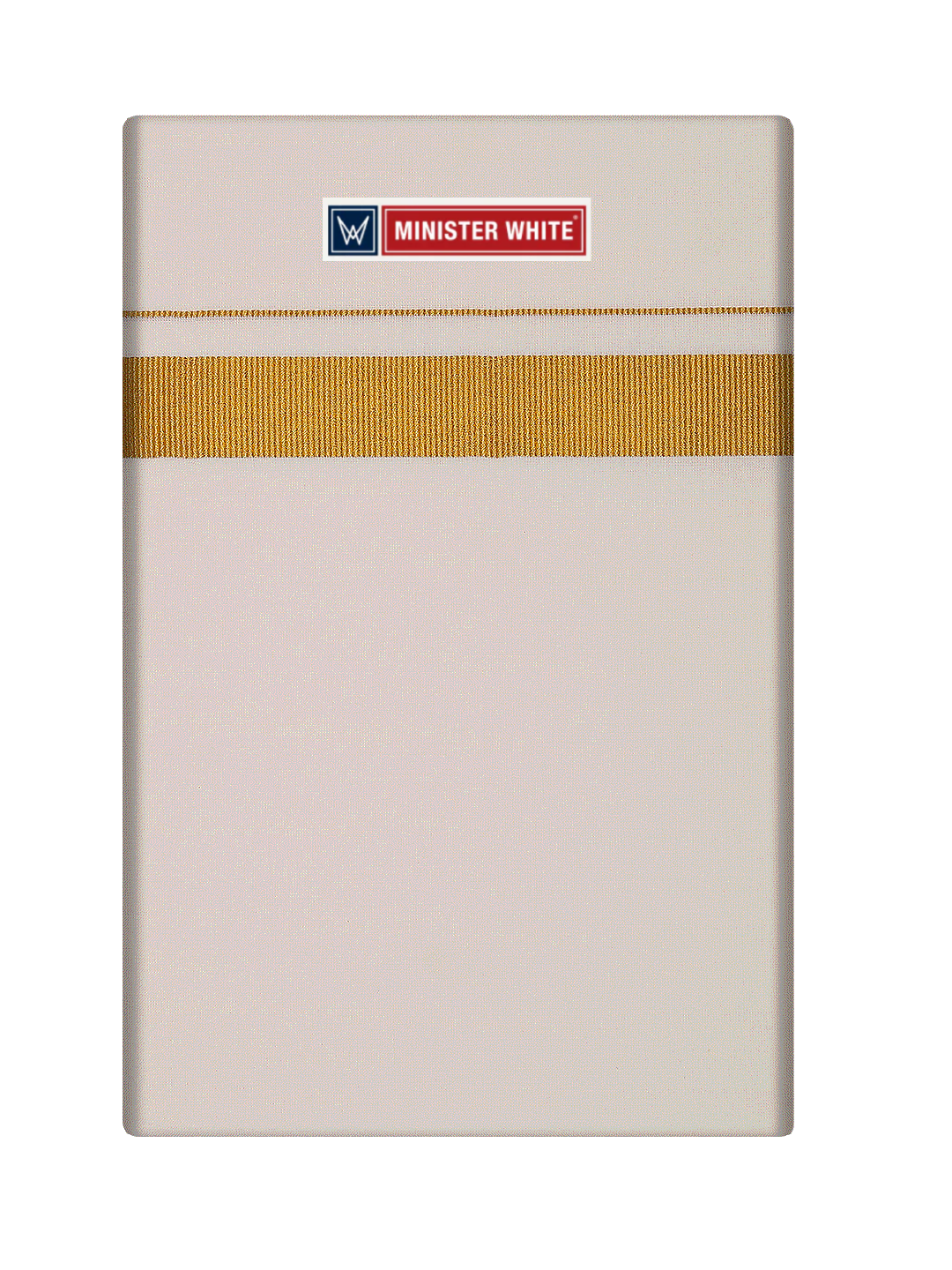 Mens Cotton Cream Single Layered Dhoti with 1/2" Gold Jari Border - Ever Green by Minister White
