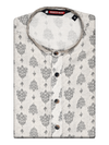 Men’s Off-White Cotton Printed Kurta with Vintage Motifs 30043