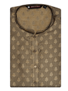 Men's Cotton Blend Green and Jari Flower Printed Long length Kurta 10203