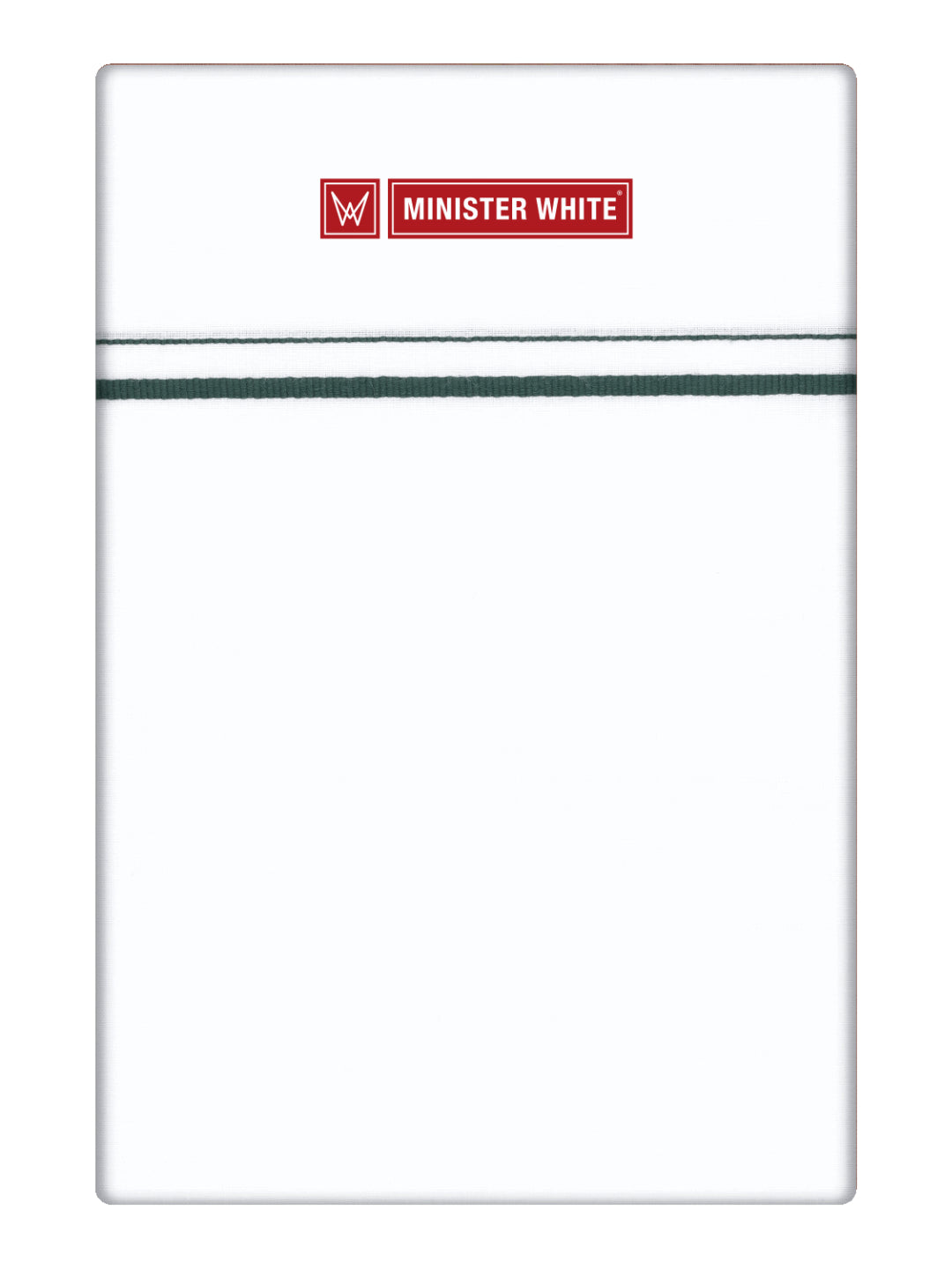 Men’s White Cotton Single Layer Dhoti with Bottle Green Fancy Border Trident