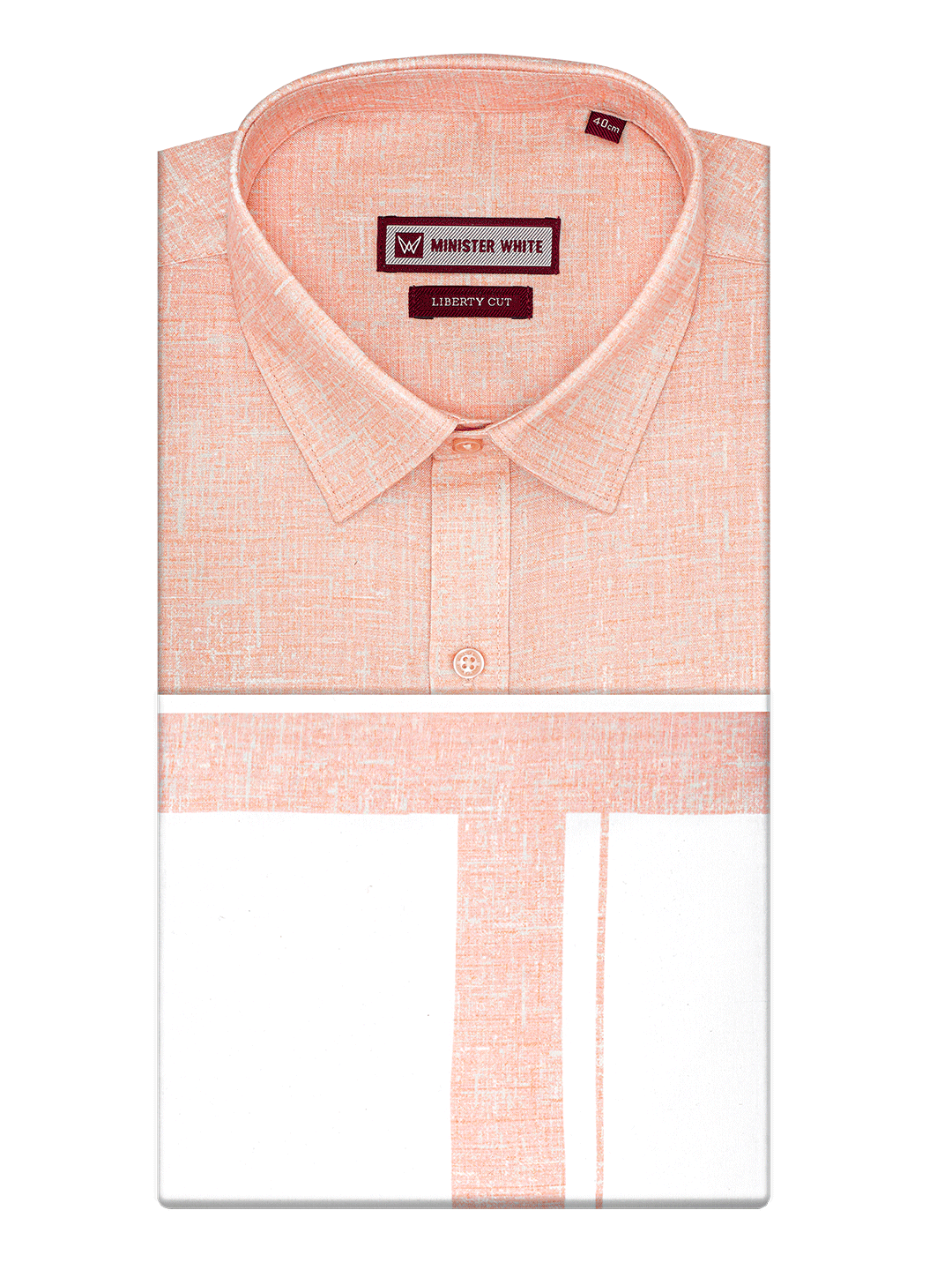Men's Coral Color Digital Printed Shirt with Matching Printed Border Dhoti Combo Varnam