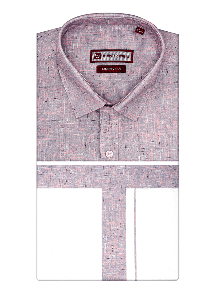 Men's Mauve Color Digital Printed Shirt with Matching Printed Border Dhoti Combo Varnam