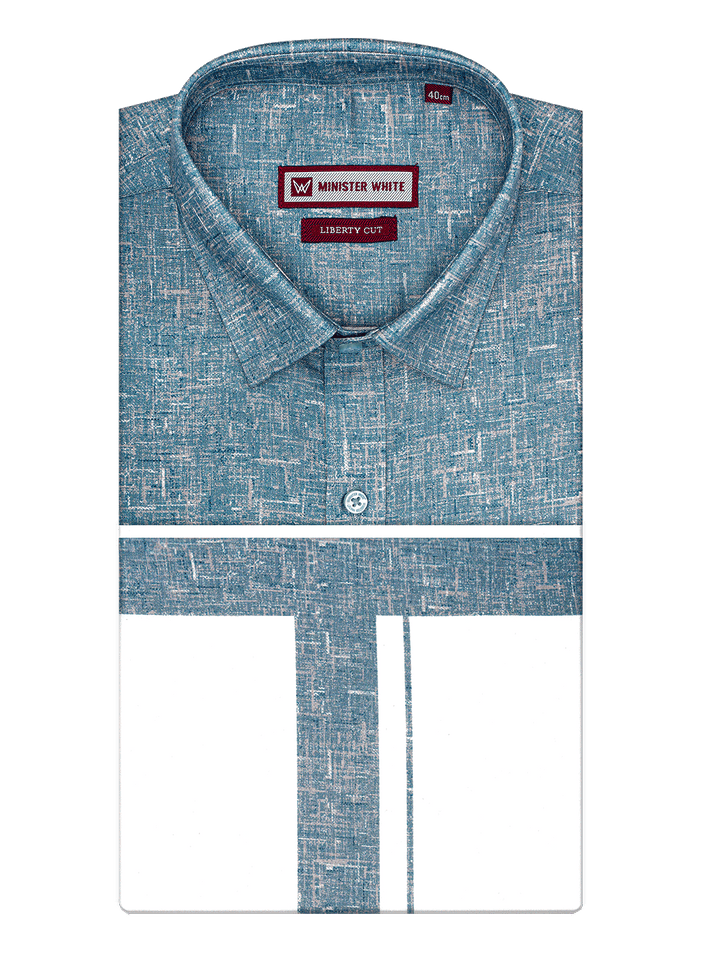 Men's Emerald Color Digital Printed Shirt with Matching Printed Border Dhoti Combo Varnam
