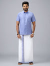 Men's Cotton Light Purple Matching Shirt with Fancy Printed Border Dhoti Combo Luster Trend