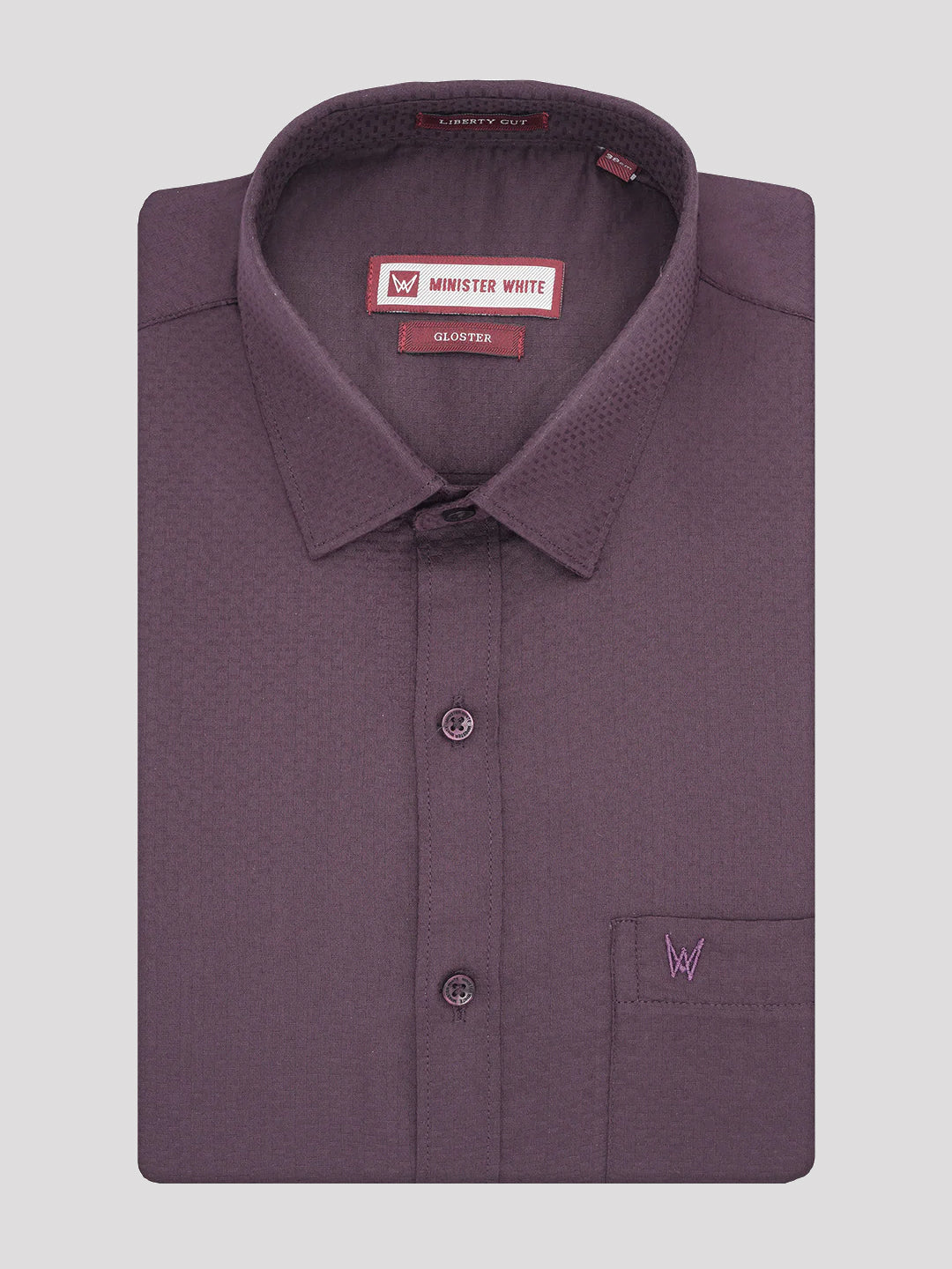 Men's Wine Cotton Shirt - Regular Fit