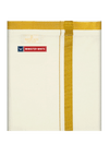 Mens Cotton Cream Colour Single Layered with Gold Jari Flexi Dhoti - Zealous Sgl