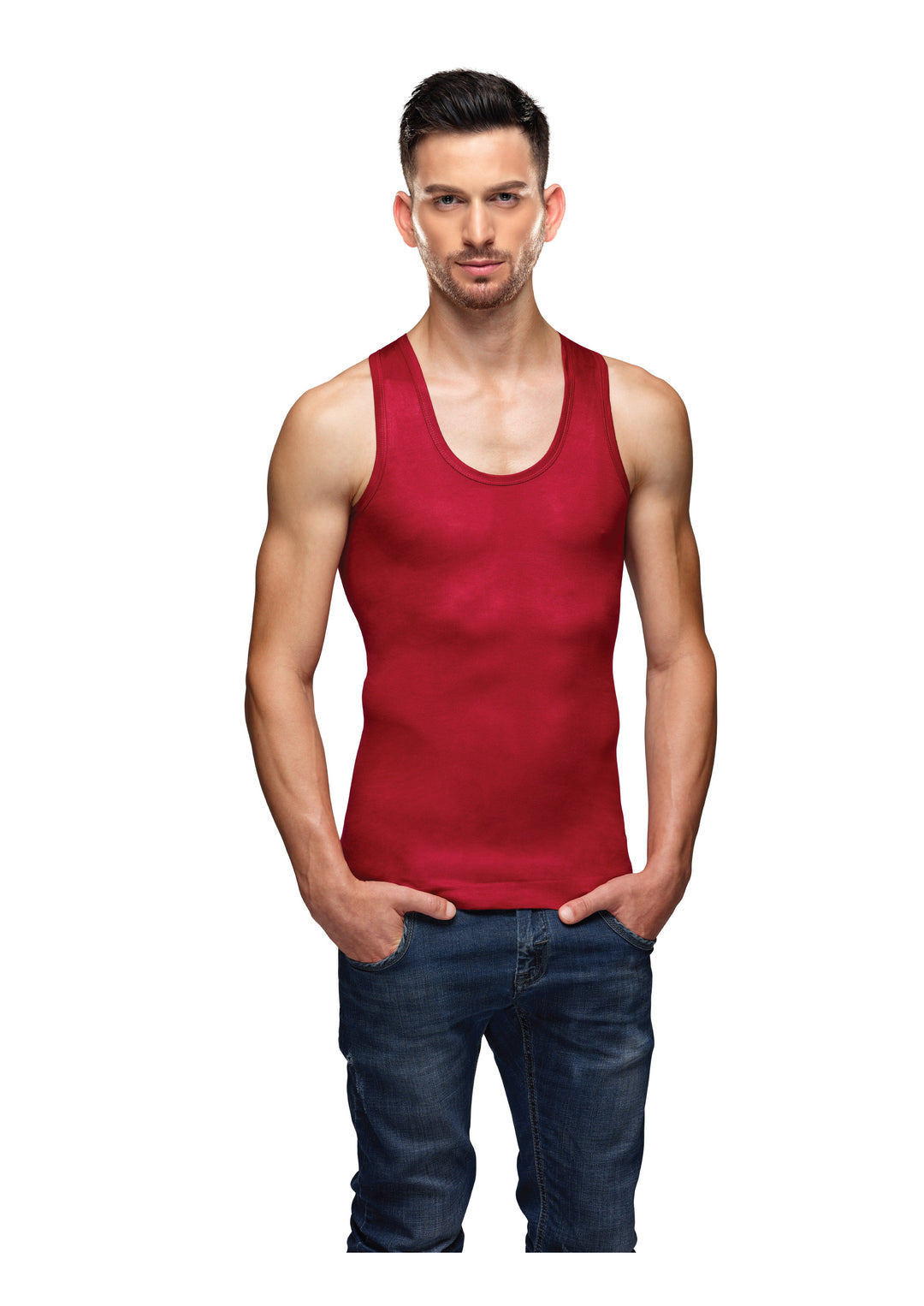 Mens Super Combed Cotton Colour Vest Panther by Minister White