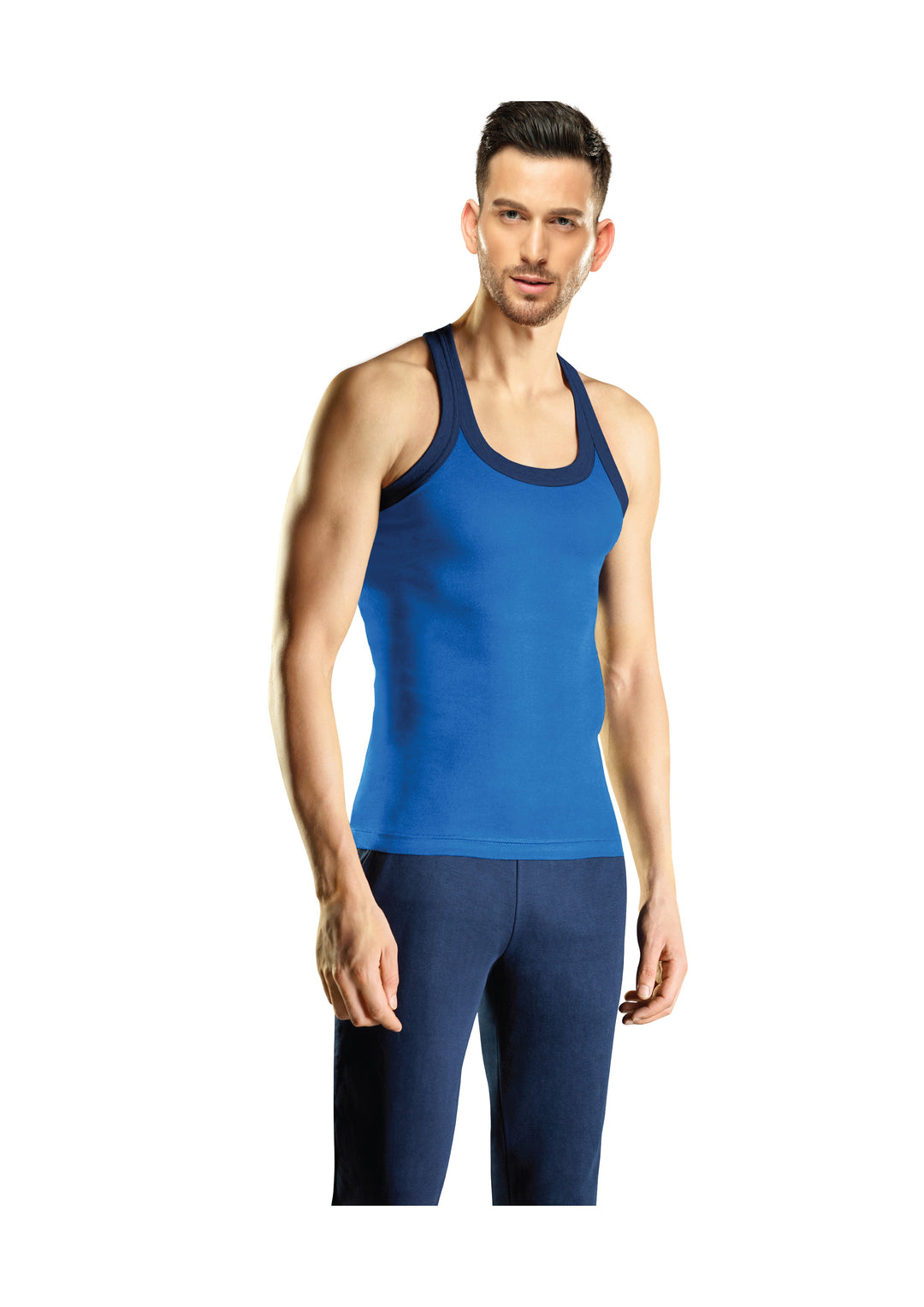 Mens Super Combed Cotton Colour Vest Ryder by Minister White