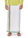 Men's Cotton White Single Layered Dhoti with Fancy Border - Sumudra Mix