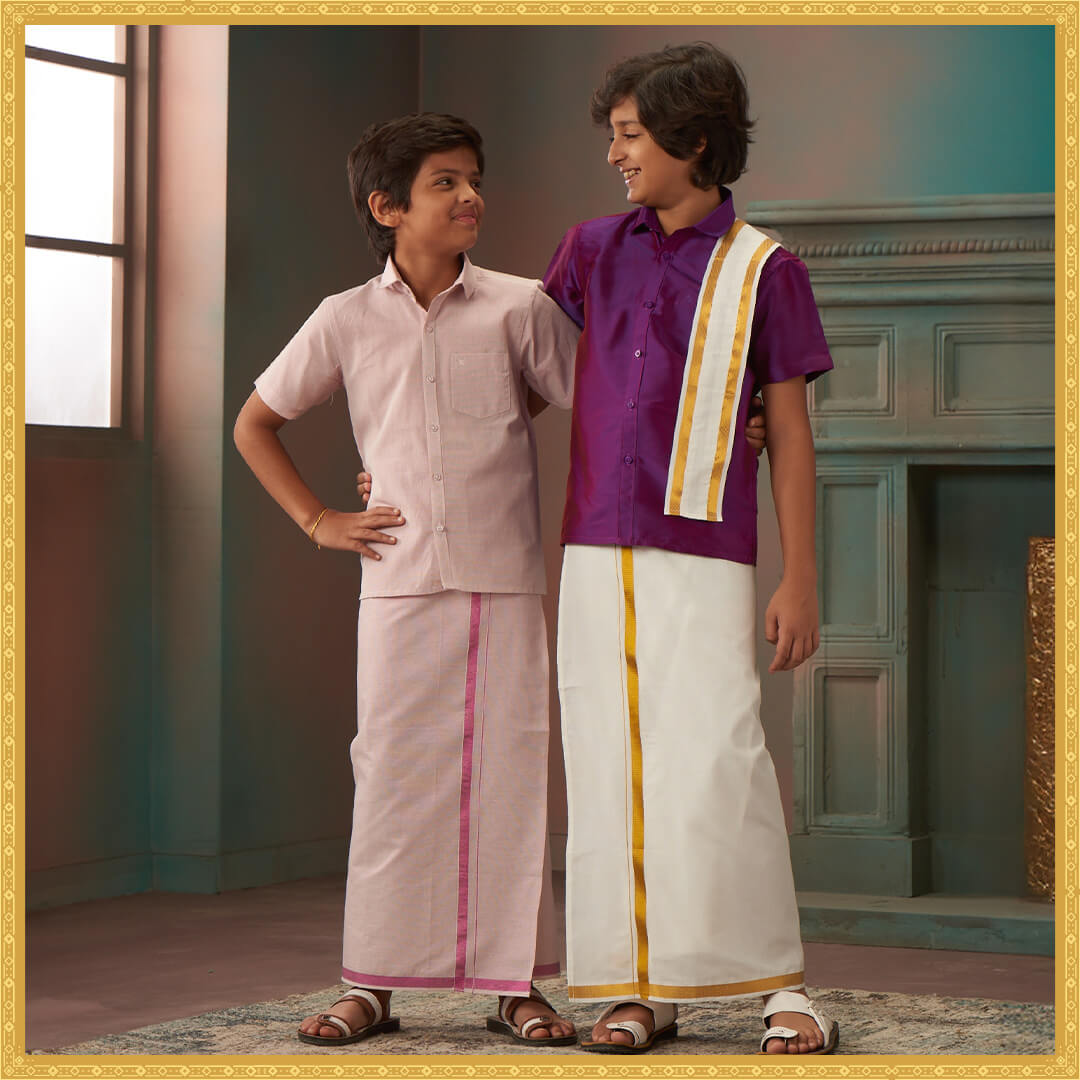 Minister White's Kids Shirt and Dhoti Combo Collection