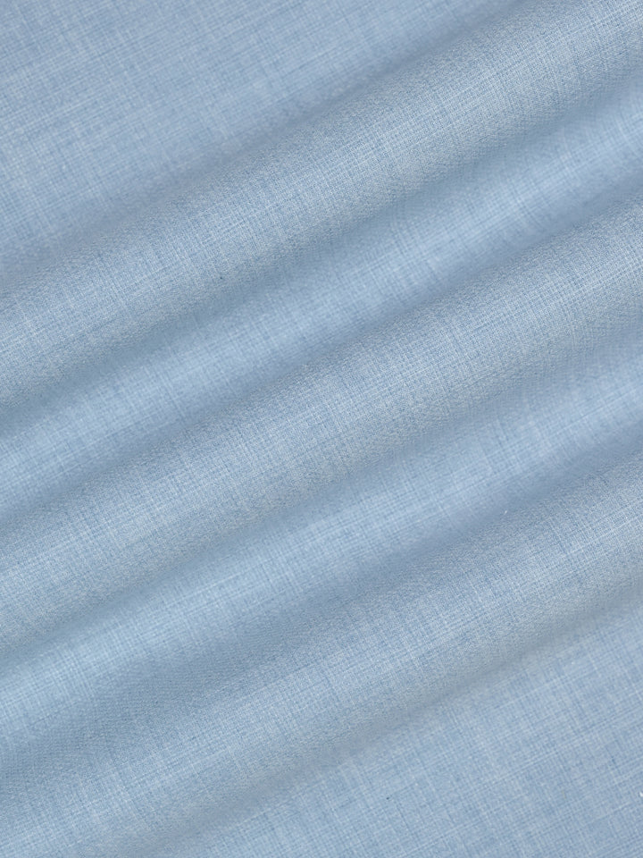 Mens Plain Cotton Linen Sky Blue Color Shirting Linen Leaf