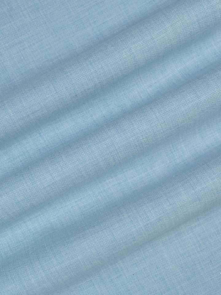 Mens Plain Cotton Linen Sky Blue Color Shirting Linen Leaf