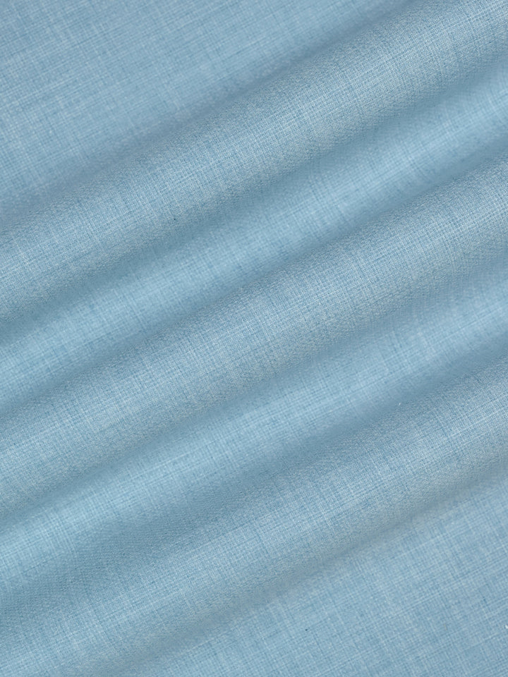 Mens Plain Cotton Blend Blue Color Shirting Feel Touch